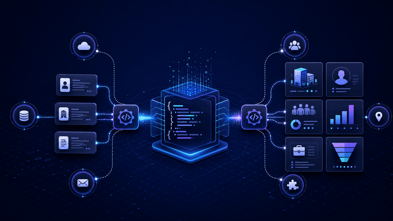 B2B data enrichment API connecting profile, company, job, email, and database data