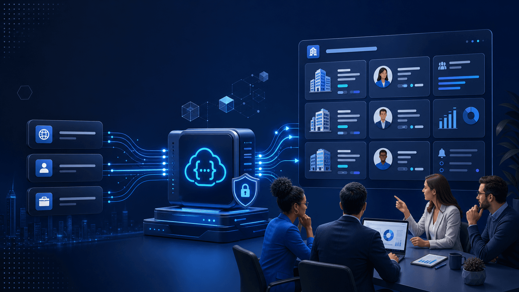 B2B sales team using a secure data enrichment API for company and profile intelligence.