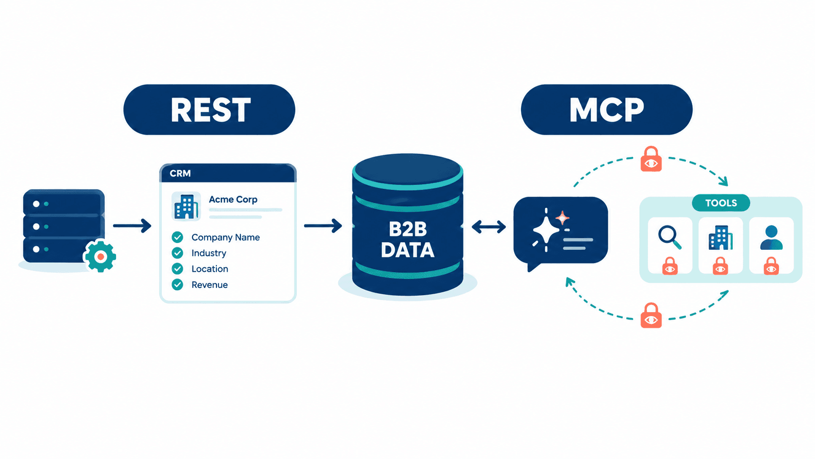 MCP vs REST API for B2B data enrichment workflows
