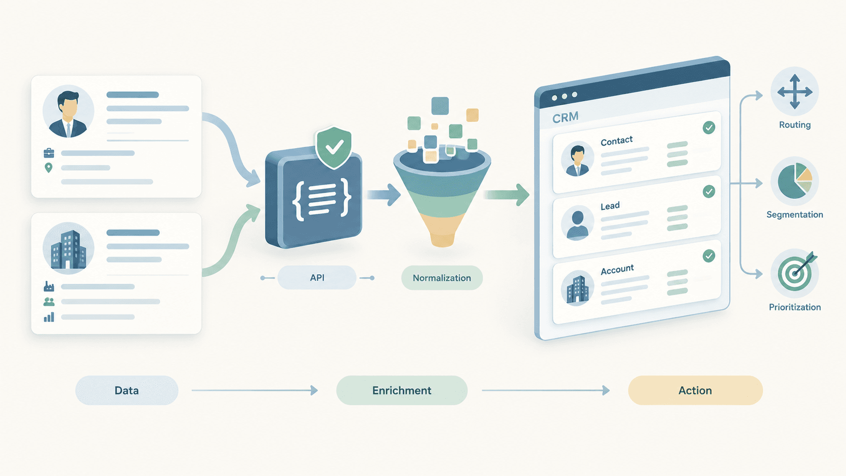 Public profile and company data flowing into CRM records for GTM workflows